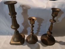 LOT 3 anciens bougeoirs 