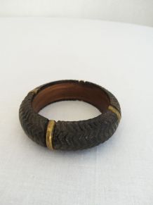 Bracelet en bois et laiton vintage