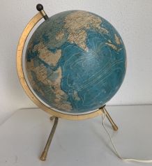 Globe vintage 1974 terrestre verre Taride - 29 cm