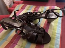 SANDALES CUIR MARRON  DAMART 38