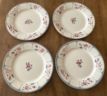 4 assiettes plates porcelaine Digoin Sarreguemines