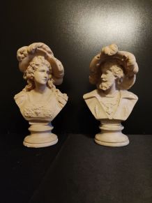 bustes en plâtre "Margherita et Faust" des années 50