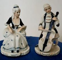 Couple marquise - marquis musicien en porcelaine fine