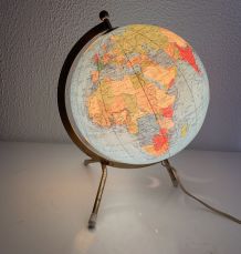 Globe vintage 1963 terrestre Taride  tripode verre - 28 cm