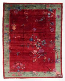 Tapis ancien Chinois Art Deco fait main, 1B923