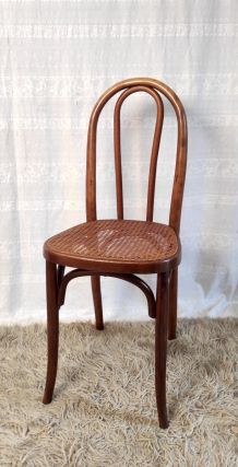 Chaise bistrot en bois courbé et cannage – début XXème
