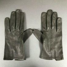 Paire de gants gris en cuir vintage - Taille 7