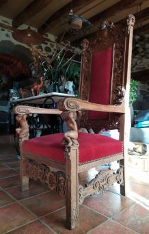 Spectaculaire fauteuil d'apparat ou trône XIXéme
