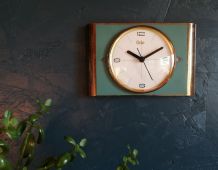 Horloge métal vintage pendule murale silencieuse Odo bleu