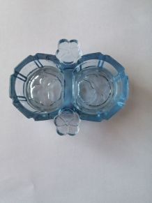 Ensemble à épices de couleur bleu en verre transparent 