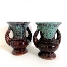 Paire de vase céramique émaillée ADP, style Vallauris