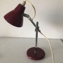 Lampe vintage 1960 bureau bourgogne - 26 cm