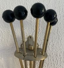 Portemanteau vintage 1960 parapluie Serjac noir doré - 28 x 