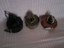 lot 3 ceintures en croute de cuir,  cuir et synthétique