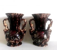 Vases en céramique décor écaille de tortue, style Vallauris