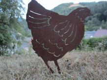 décoration de jardin poulet - pique à herbe poulet en acier 