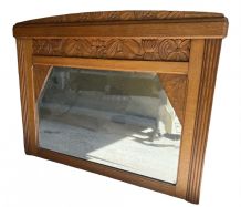 Miroir Vintage ancien 1920 chêne massif, glace biseautée