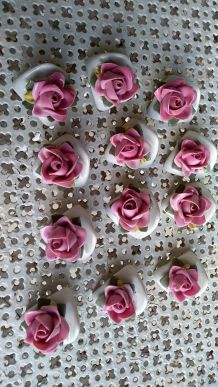 Portes-noms: Service de 12 roses Porcelaine de Dresde
