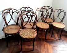 Six chaises de bistrot Fischel vers 1910 
