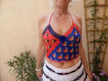 Carré foular coton Ichthys Monte Carlo luxe fait main vintag