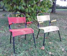 Paire de chaises enfant métal et scoubidou (vintage)