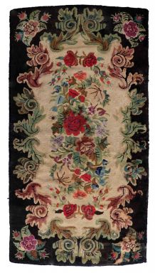 Tapis ancien Américain Hooked fait main, 1C988