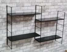 Etagere string style tomado 1960 a 70 metal 4 tablettes blac