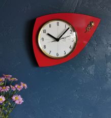 Horloge formica vintage pendule silencieuse Flash rouge