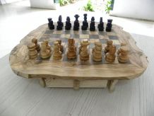 Rustique Jeu d'échecs en bois d'olive bords rugueux natural