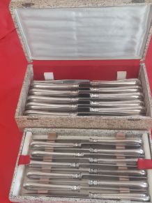Boîte 22 couteaux Ercuis métal argenté modèle floral