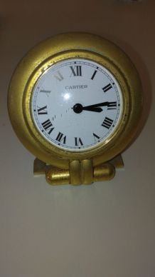 Horloge de bureau de voyage  Cartier plaqué Or 