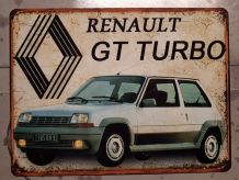 Plaque métal vintage Renault Supercinq GT turbo 1