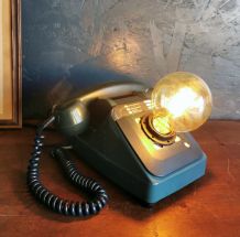 Lampe vintage salon téléphone Socotel années 70 "Blue Phone"