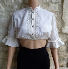 vintage 70 crop top coton écru t 36/38