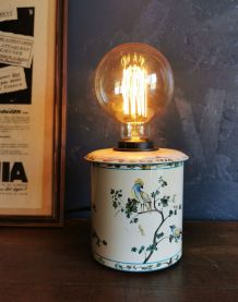Lampe vintage salon bureau chevet métal blanche Les Oiseaux