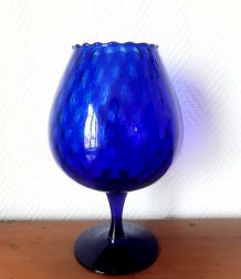 Grand vase optique en verre d'Empoli 1960