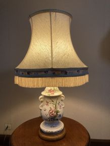 Lampe céramique socle bois