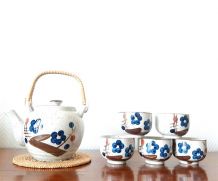 Service à thé en grès aux groseilles, Japon vintage 