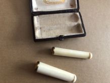 Fume cigarette ivoire et or ancien, 2 corps