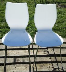 Paire de chaises blanches en plexiglas 