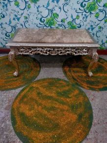 Table base argentée avec marbre