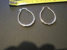 Créoles boucles d oreilles femme métal argentée forme ovale 