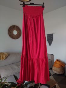 Robe longue bustier dos nu à smocks 100% coton taille M/38