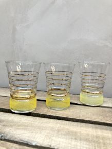 Lot de 3 verres vintage granité jaune