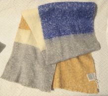 Grande écharpe plaid hiver longue et chaude colorblock bleu 