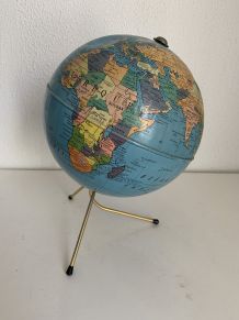 Globe vintage 1960 terrestre Taride tripode - 28 cm