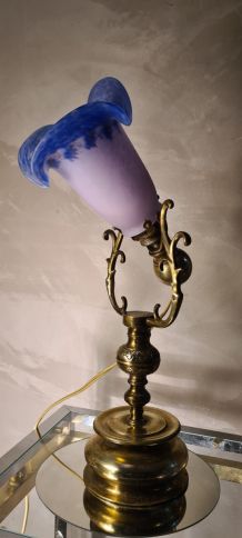 lampe a balancier bronze et laiton fin 19e siècle, bon etat 