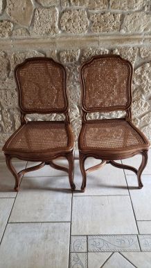 Paire de chaises cannées style louis xv Régence