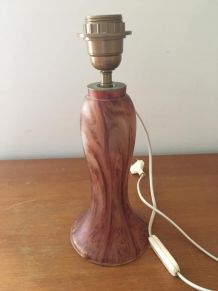 Pied de lampe style Art Déco en verre dépoli moucheté