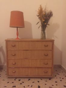 Commode en rotin et bambou